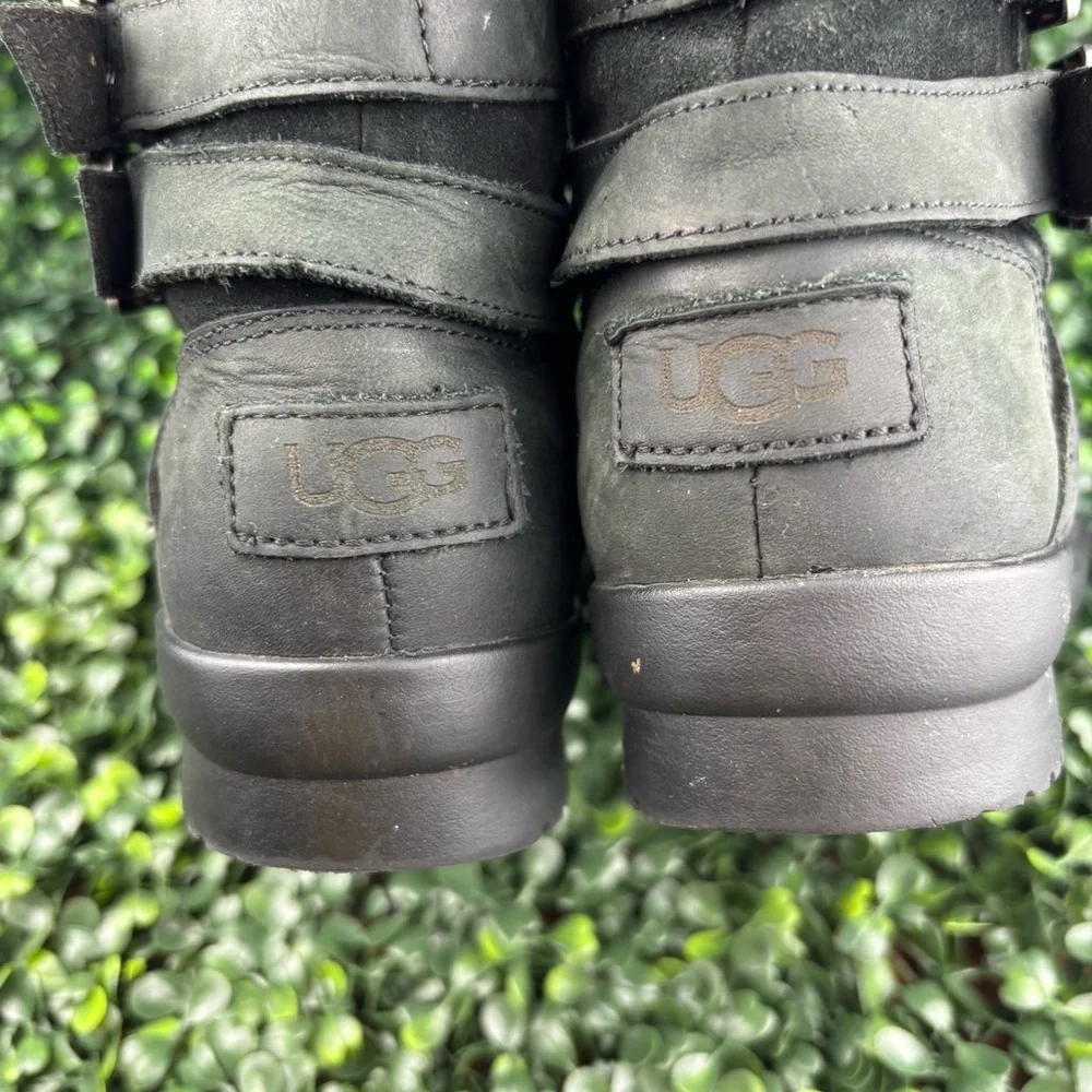 UGG LORNA BLACK SUEDE DOBLE BUCKLE STRAPS BOOTS SIZE 5.5 Woman